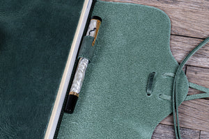 Refillable Leather Wrap Journal / Planner Cover - Crazy Horse Forest Green-Galen Leather