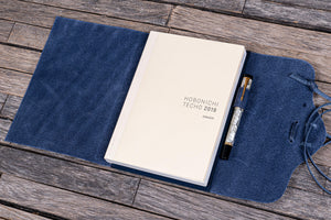 Refillable Leather Wrap Journal / Planner Cover - Crazy Horse Navy Blue-Galen Leather