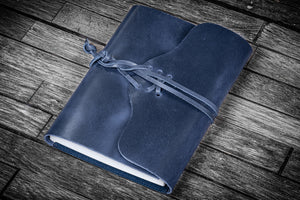 Refillable Leather Wrap Journal / Planner Cover - Crazy Horse Navy Blue-Galen Leather