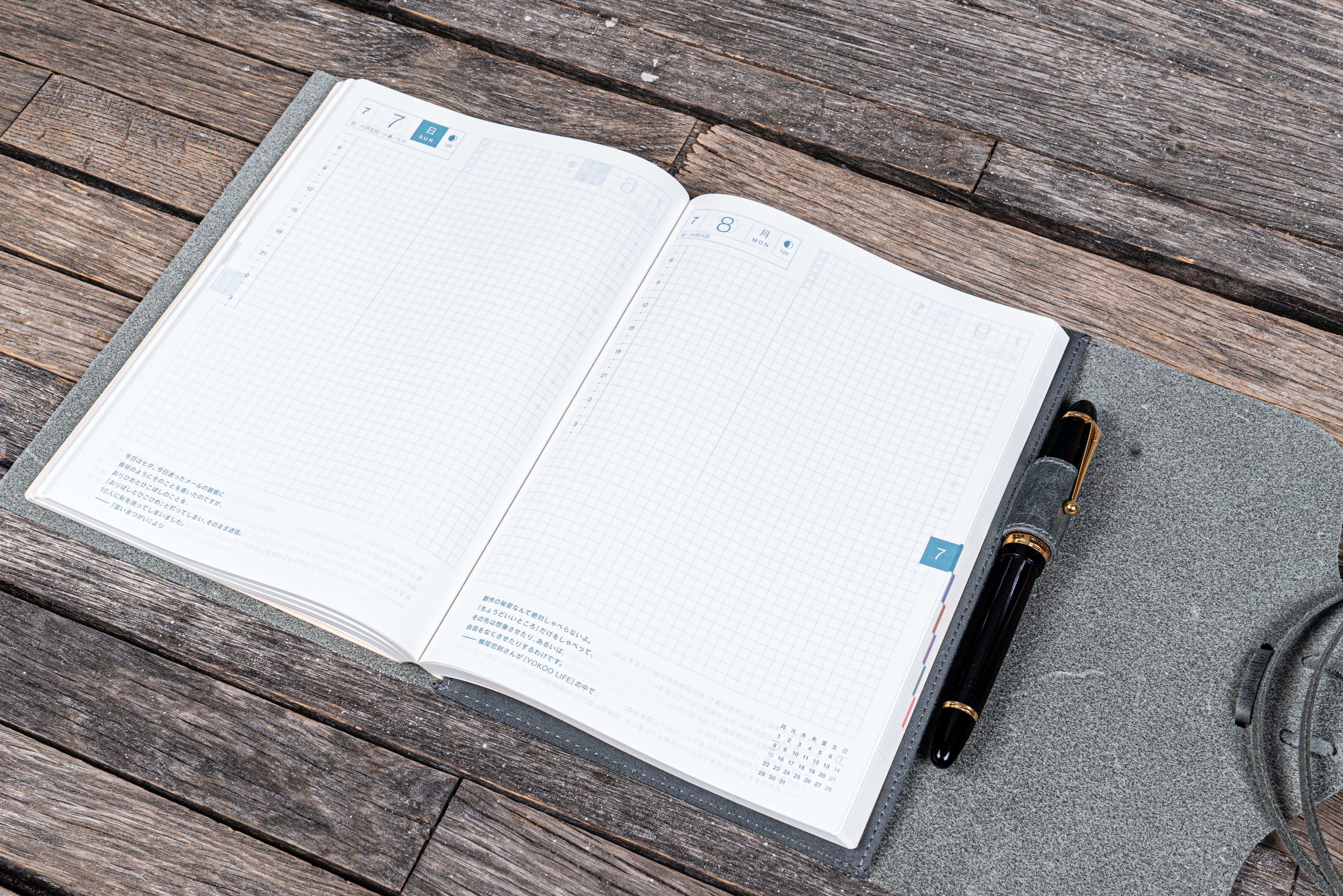 Refillable Leather Wrap Journal / Planner Cover - Crazy Horse Smoky-Galen Leather