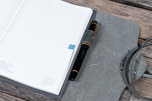 Refillable Leather Wrap Journal / Planner Cover - Crazy Horse Smoky-Galen Leather