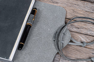 Refillable Leather Wrap Journal / Planner Cover - Crazy Horse Smoky-Galen Leather