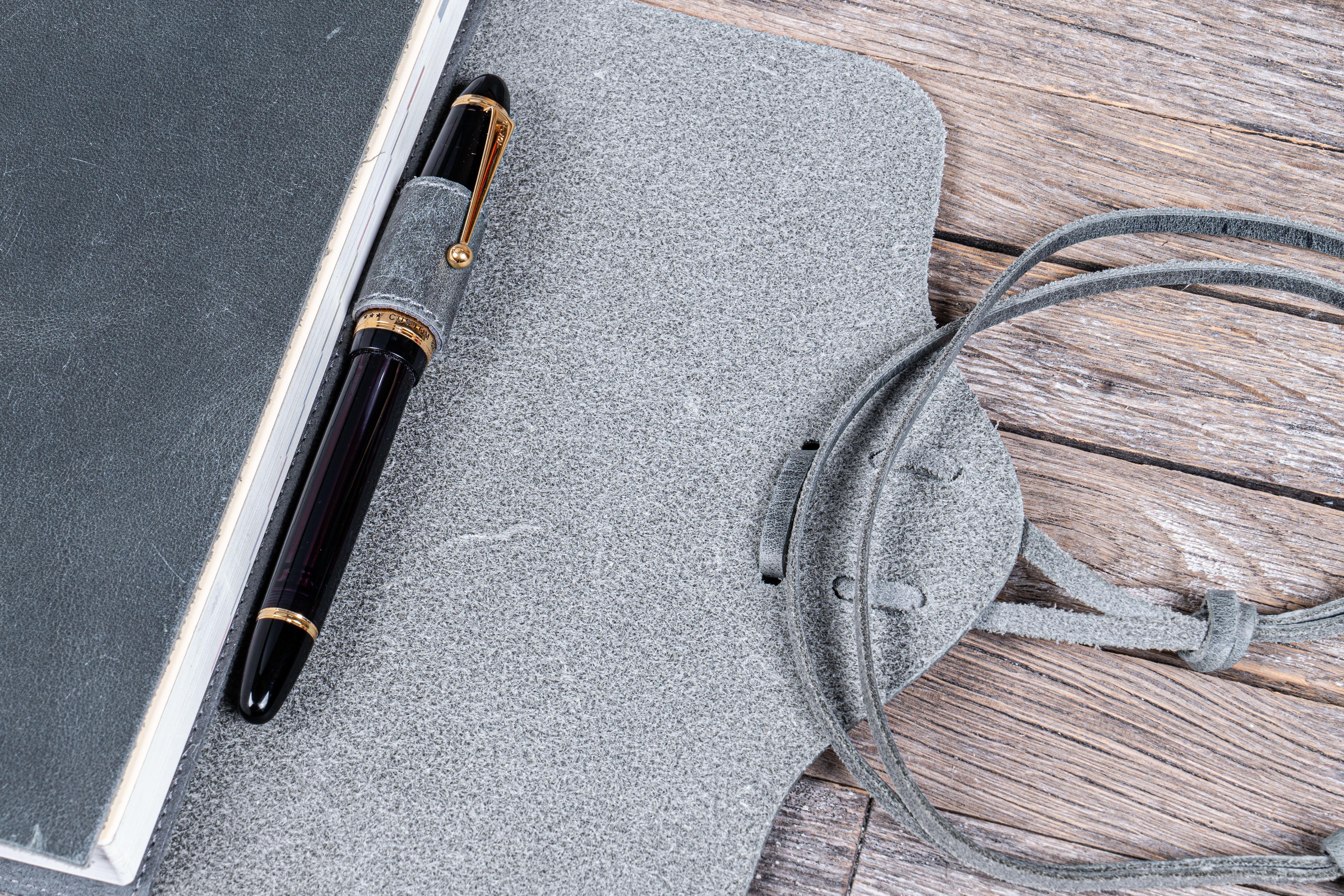 Refillable Leather Wrap Journal / Planner Cover - Crazy Horse Smoky-Galen Leather