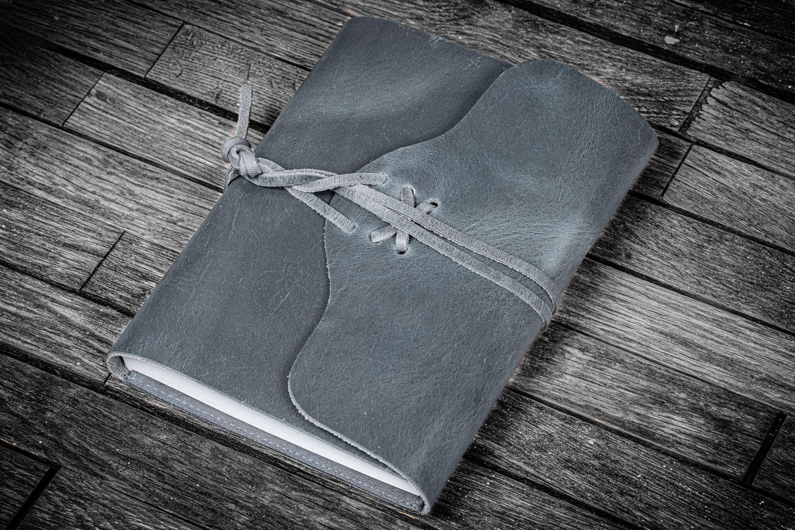 Refillable Leather Wrap Journal / Planner Cover - Crazy Horse Smoky-Galen Leather