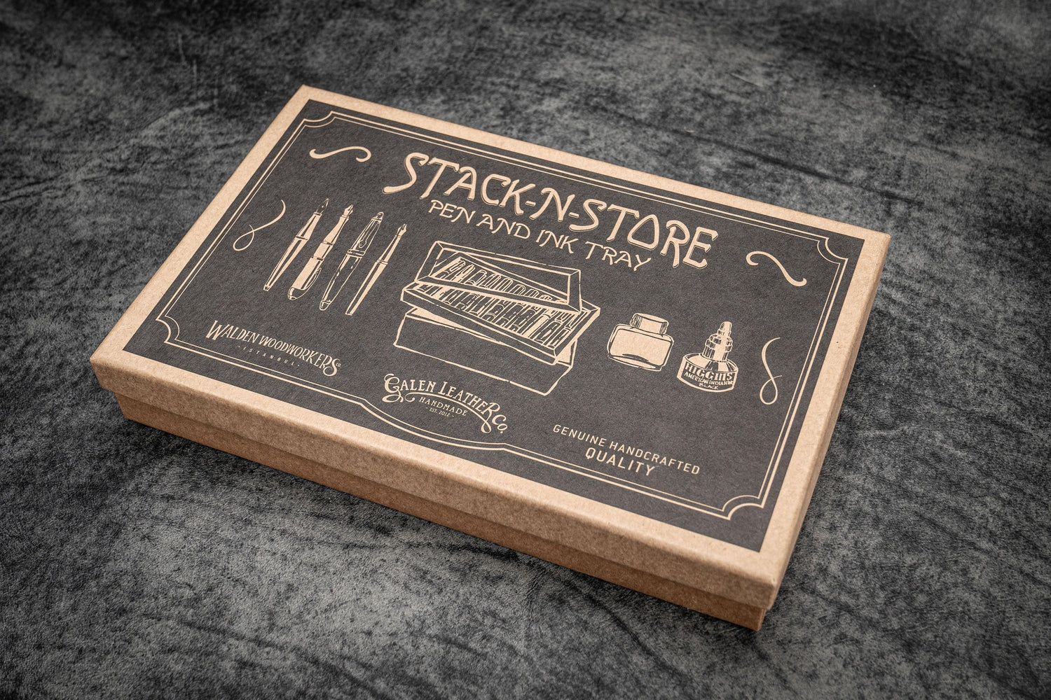 Stack & Store Wood Pen Display Box - With Clear Lid-Galen Leather