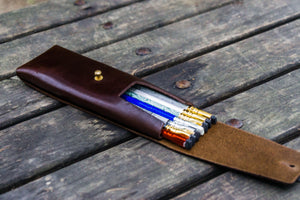 The Charcoal Leather Pencil Case for Blackwing Pencils - Dark Brown-Galen Leather