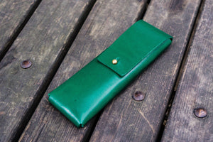 The Charcoal Leather Pencil Case for Blackwing Pencils - Green-Galen Leather