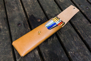 The Charcoal Leather Pencil Case for Blackwing Pencils - Natural-Galen Leather