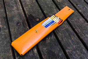 The Charcoal Leather Pencil Case for Blackwing Pencils - Orange-Galen Leather