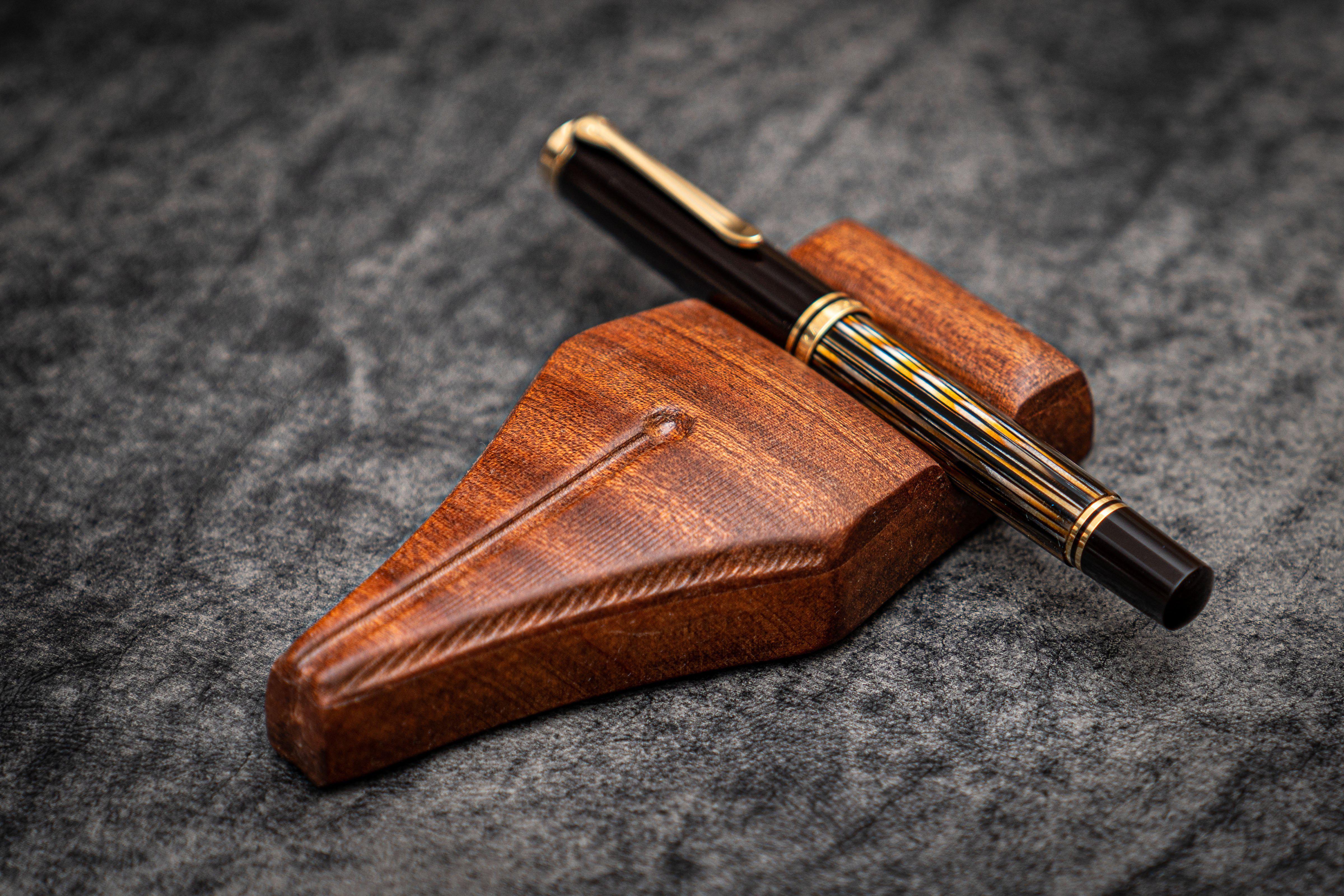 The Nib Rest Wooden Pen Stand - Mahogany-Galen Leather