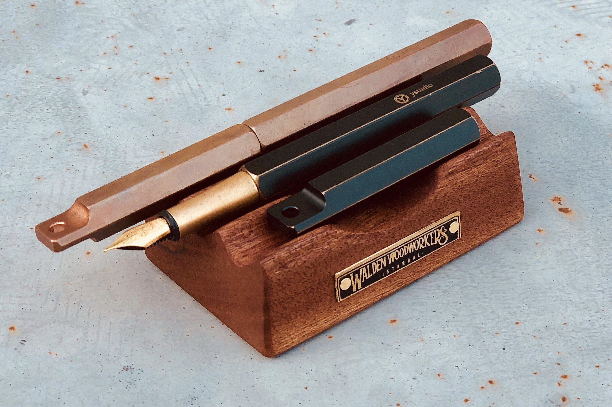 The Pen Rest Wooden Pen and Brush Stand - Mahogany-Galen Leather