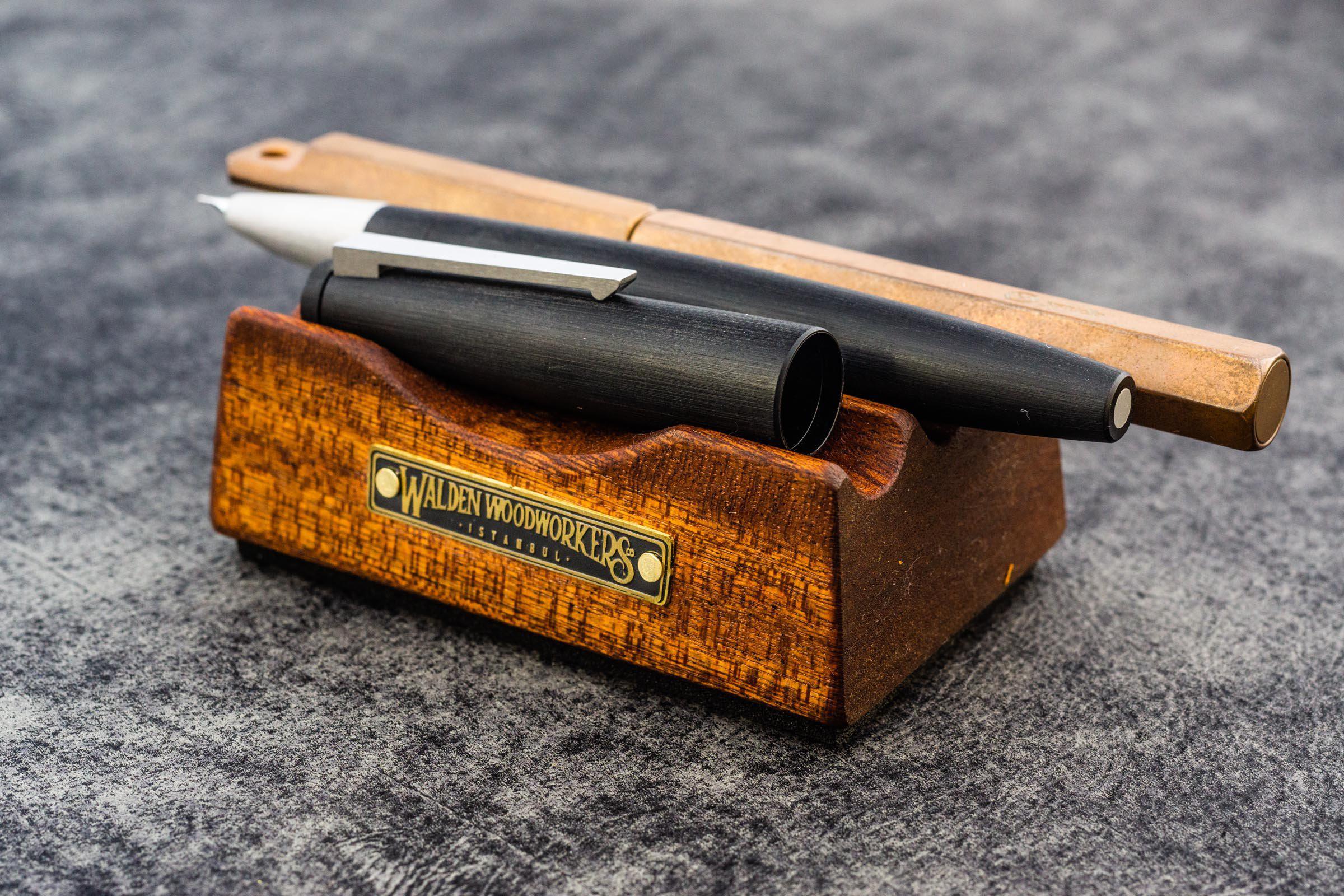 The Pen Rest Wooden Pen and Brush Stand - Mahogany-Galen Leather