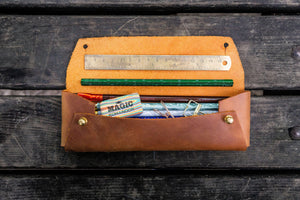The Student Leather Pencil Case - Crazy Horse Tan-Galen Leather