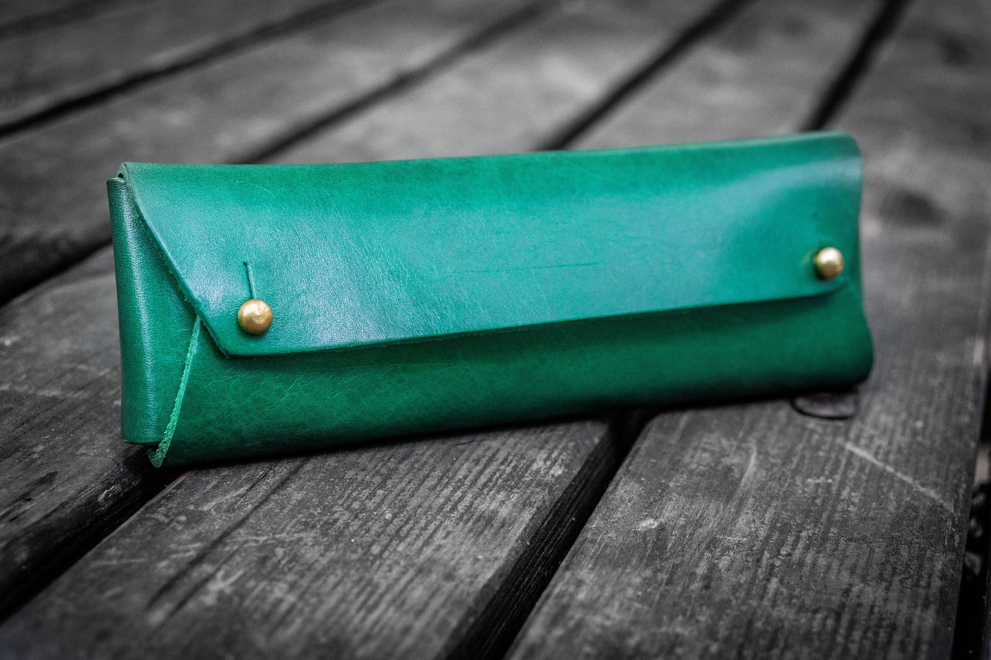 The Student Leather Pencil Case - Green-Galen Leather