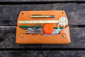 The Student Leather Pencil Case - Orange-Galen Leather