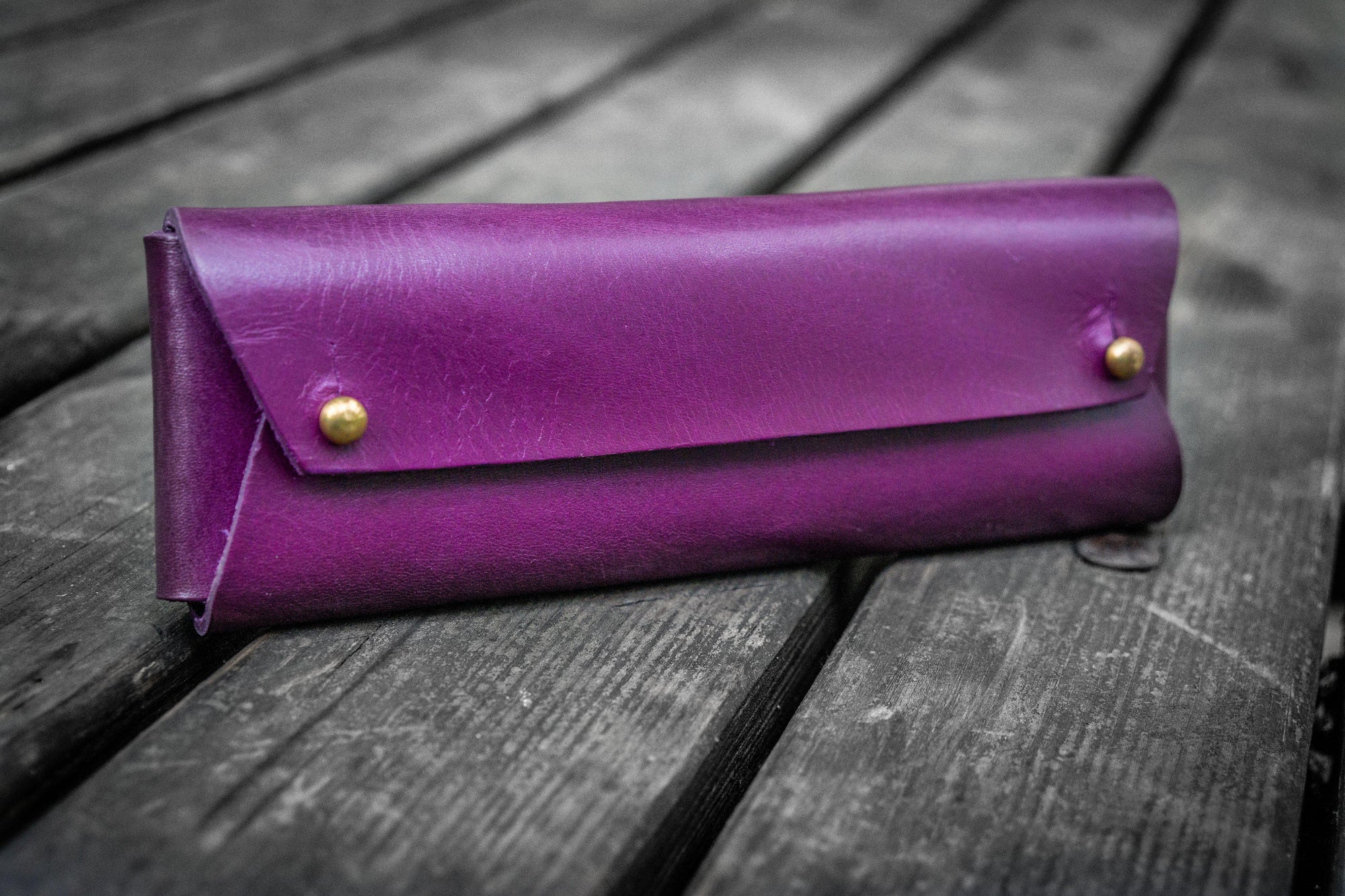 The Student Leather Pencil Case - Purple-Galen Leather