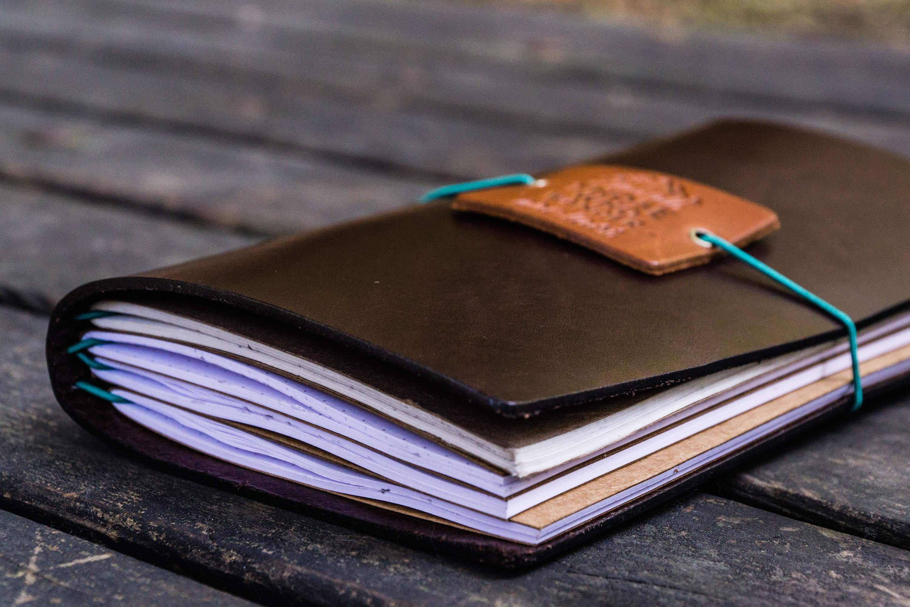 Traveler's Notebook Leather Cover-Dark Brown-Galen Leather