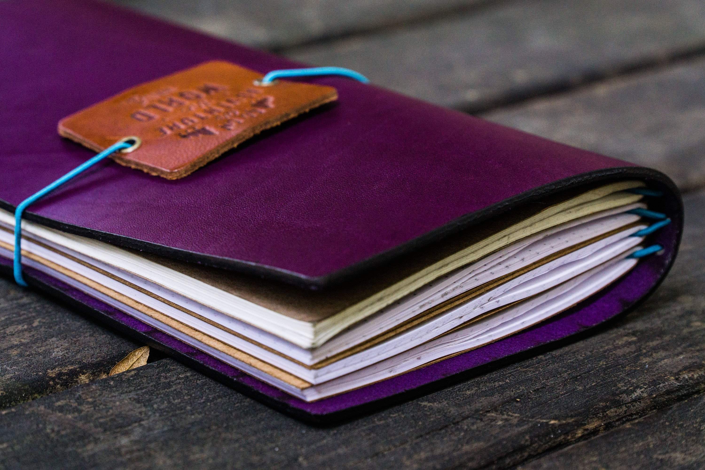 Traveler's Notebook Leather Cover-Purple-Galen Leather