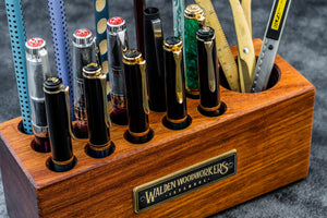 Wood Desk Organizer - Pen Holder - Mahogany-Galen Leather