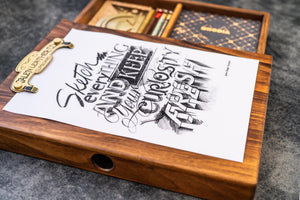 Wooden Sketchbox - Walnut-Galen Leather