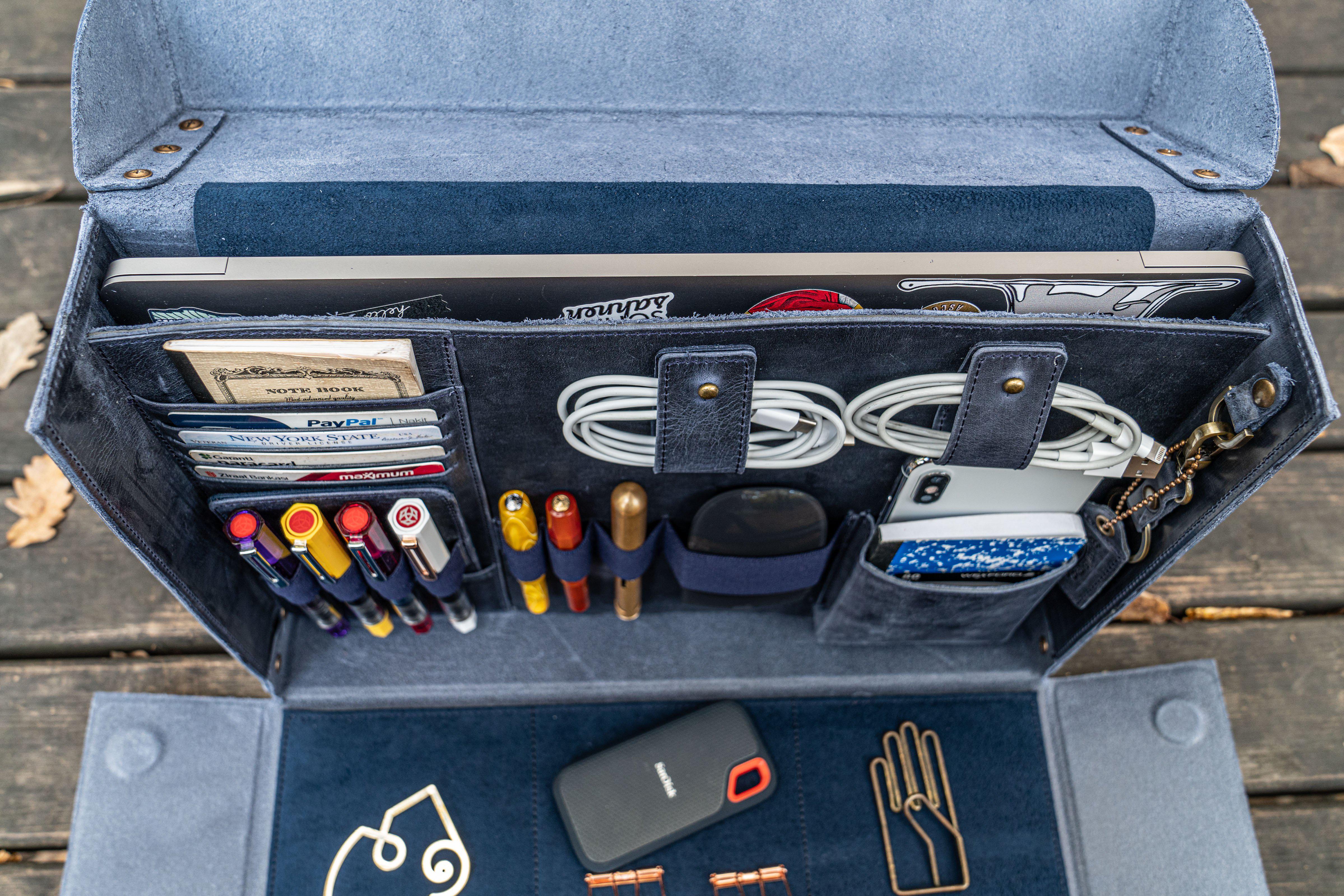 Writer's Medic Bag - XLarge Crazy Horse Navy Blue-Galen Leather