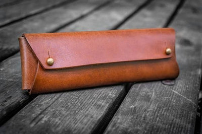 LUCRIN - Pencil Case - Saffron - Goat Leather