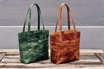 Handmade Green Leather Tote Bag - Galen Leather