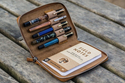 Leather Zippered Pen & Pencil Case