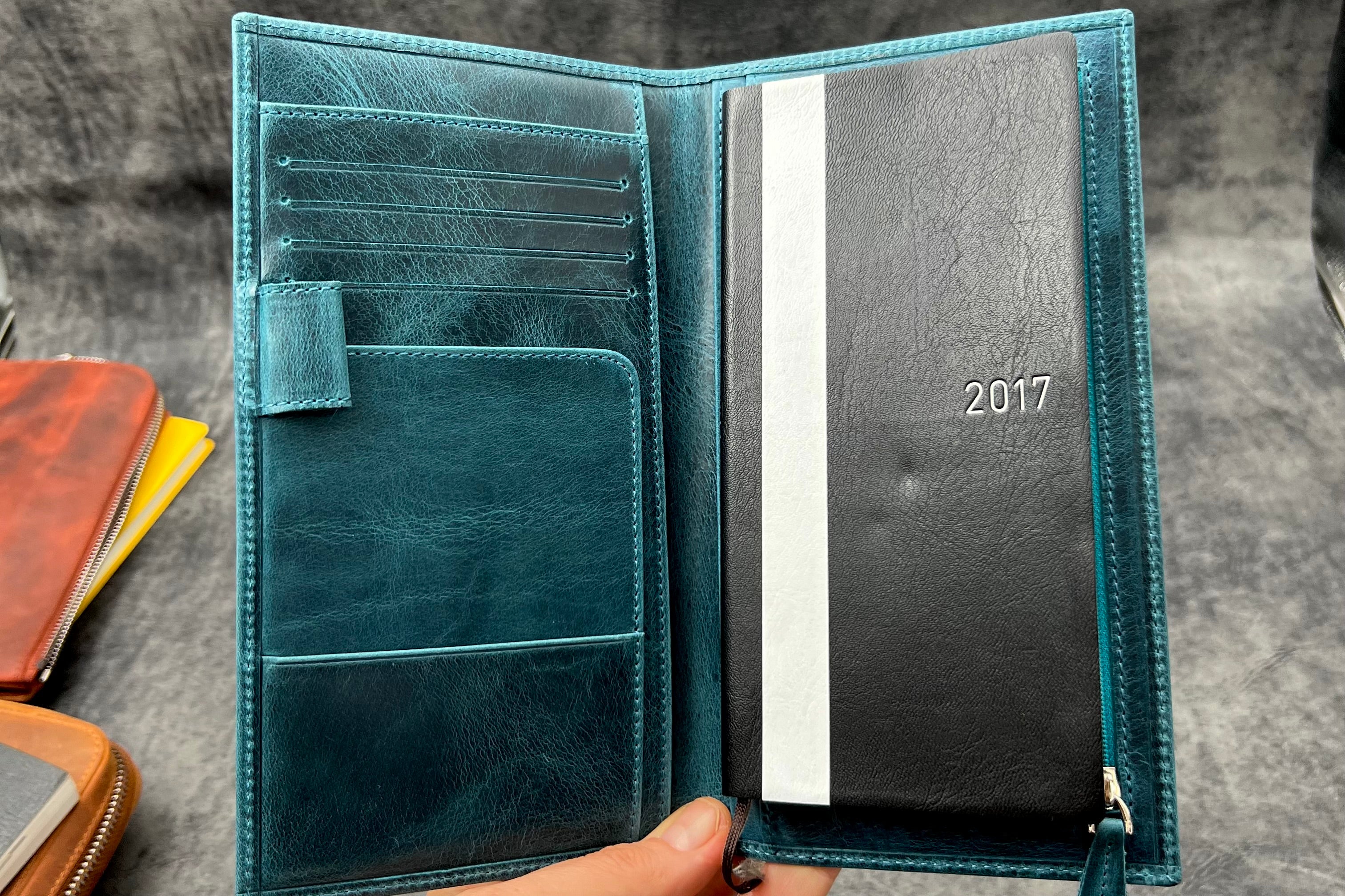 Ocean Blue - Leather Zippered 3 Slots Pen Case | Galen Leather