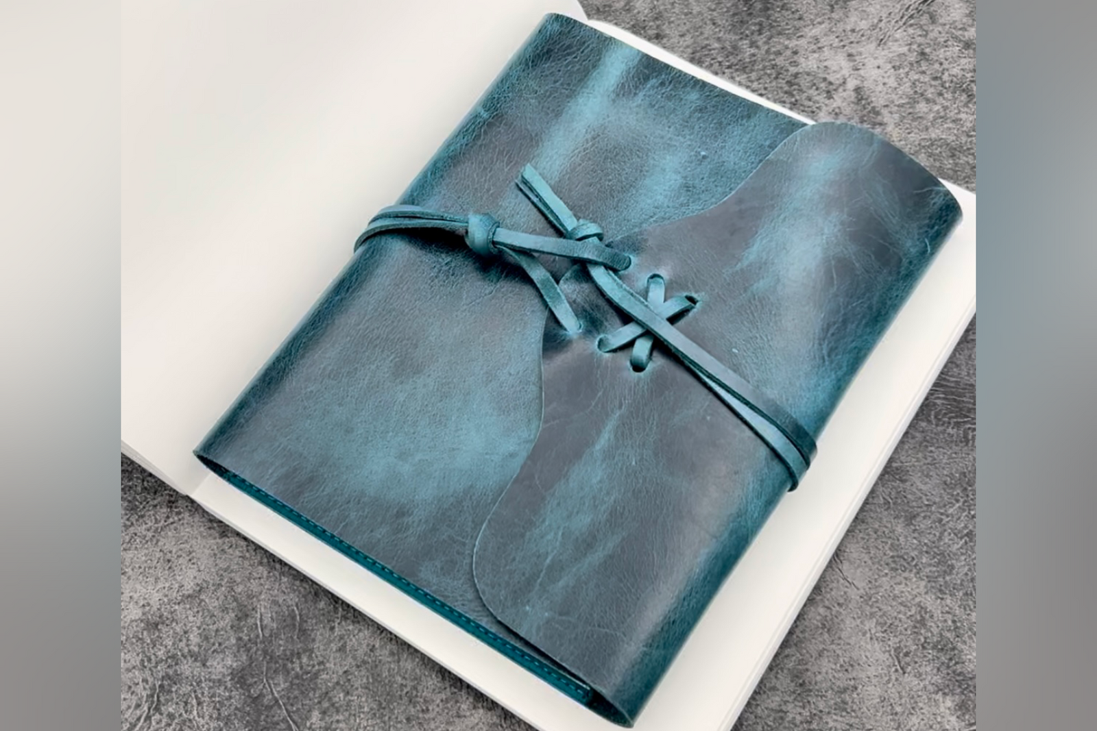 Refillable Leather Wrap Journal / Planner Cover - C. H. Ocean Blue