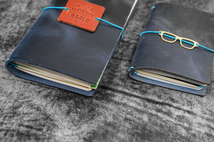 Traveler's Notebook Leather Cover - Crazy Horse Navy Blue