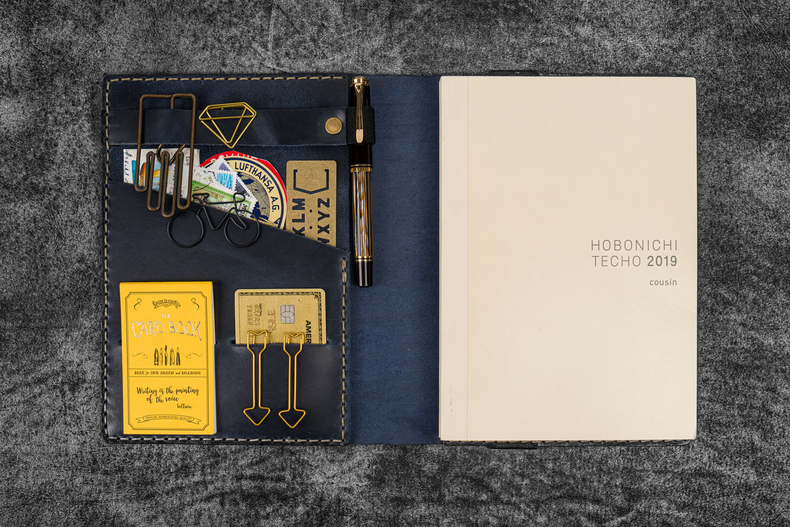 Leather Rhodia A5 Notebook & iPad Mini Cover - Crazy Horse Navy Blue