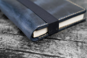 Leather Leuchtturm1917 A5 Notebook Cover - Crazy Horse Navy Blue