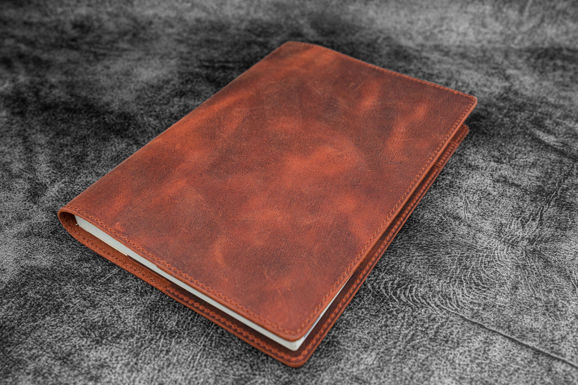 Leather Slim A5 Notebook / Planner Cover - C. H. Orange
