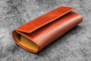 The Writer’s Pen Wrap - 6 Slots Pen Case - Deep Cognac