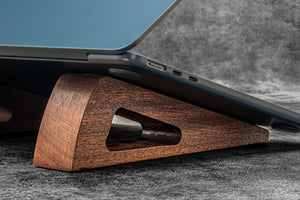Wooden Stand for MacBook & iPad  - Mahogany - with Leather Carry Sleeve