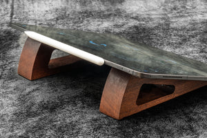 Portable Wooden Stand for MacBook & iPad  - Mahogany - with Leather Carry Sleeve