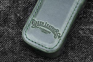 Leather Zippered Magnum Opus Single Hard Pen Case For Oversized Pens & Namiki  Emperor - Crazy Horse Forest Green