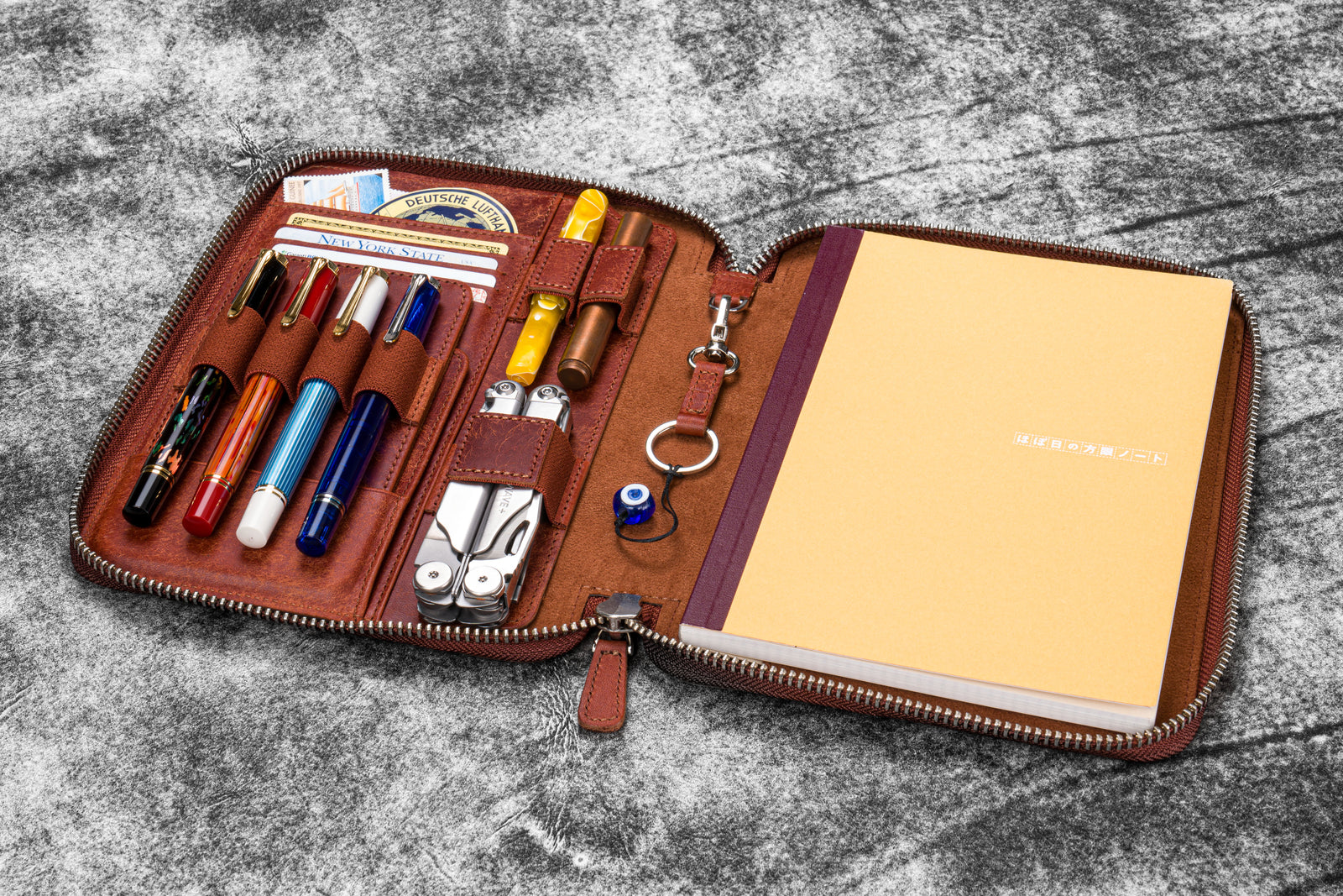 Leather Zippered A5 Leuchtturm1917  Notebook Folio  - Pueblo Cognac
