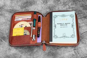 Leather Zippered B6 / B6 Slim Planner Folio - Pueblo Cognac