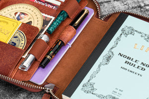 Leather Zippered B6 / B6 Slim Planner Folio - Pueblo Cognac