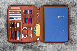 Leather Zippered Leuchtturm1917 B5 & Extra Large Moleskine Folio - Pueblo Cognac