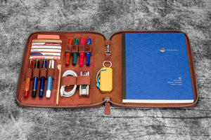 Leather Zippered Leuchtturm1917 B5 & Extra Large Moleskine Folio - Pueblo Cognac