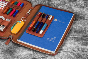 Leather Zippered Leuchtturm1917 B5 & Extra Large Moleskine Folio - Pueblo Cognac