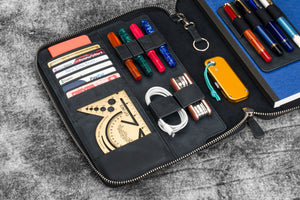 Leather Zippered Leuchtturm1917 B5 & Extra Large Moleskine Folio - Crazy Horse Black