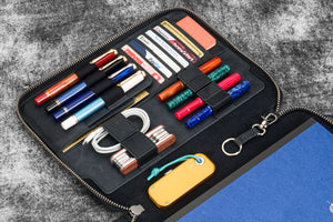 Leather Zippered Leuchtturm1917 B5 & Extra Large Moleskine Folio - Crazy Horse Black