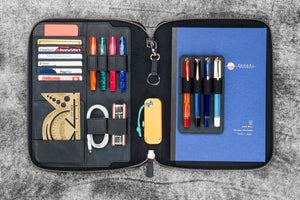 Leather Zippered Leuchtturm1917 B5 & Extra Large Moleskine Folio - Crazy Horse Black