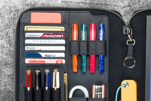 Leather Zippered Leuchtturm1917 B5 & Extra Large Moleskine Folio - Crazy Horse Black