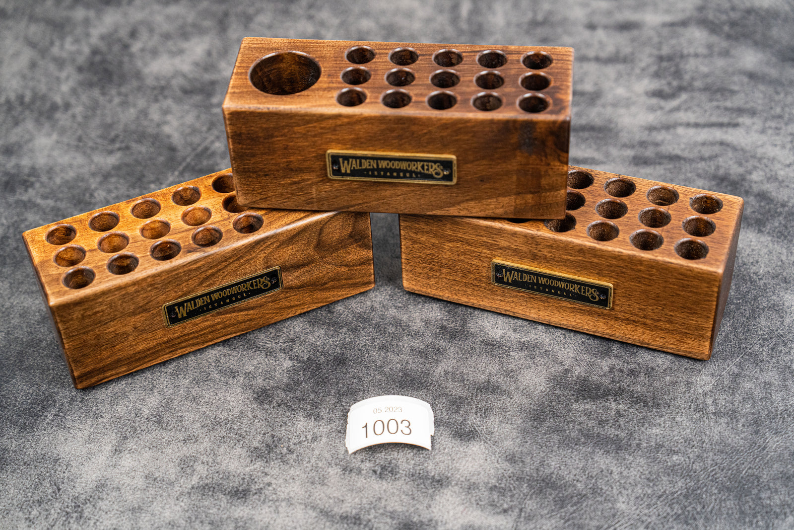 SECONDS WOOD DESK ORGANIZER - PEN HOLDER - WALNUT - 1003