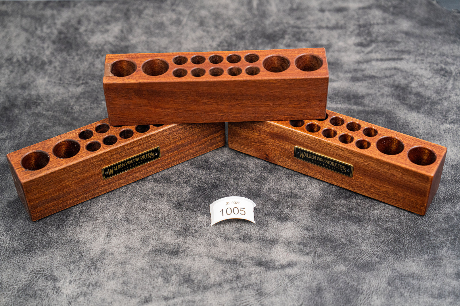 SECONDS WOOD DESK ORGANIZER - PEN AND TOOL HOLDER - MAHOGANY- 1005